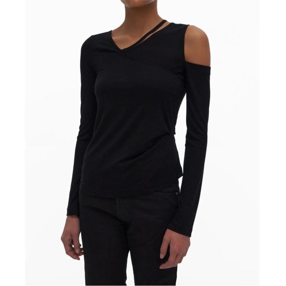 HELMUT LANG Scala Asymmetric Cold Shoulder Top in Black - fits like xs-s